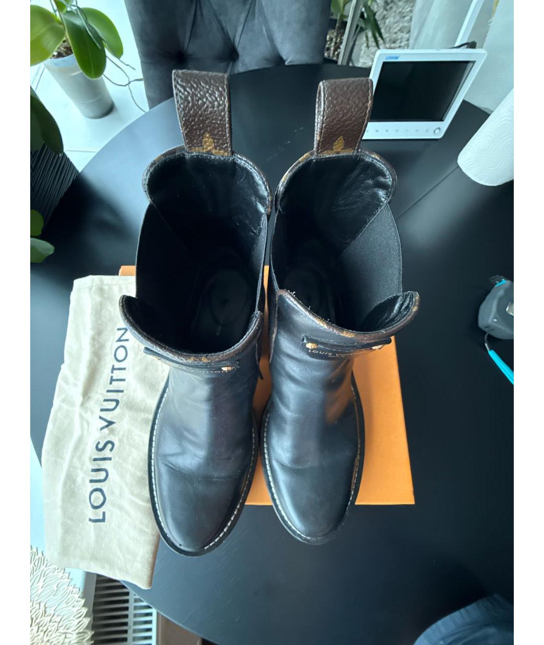 LOUIS VUITTON Черные кожаные ботинки, фото 3