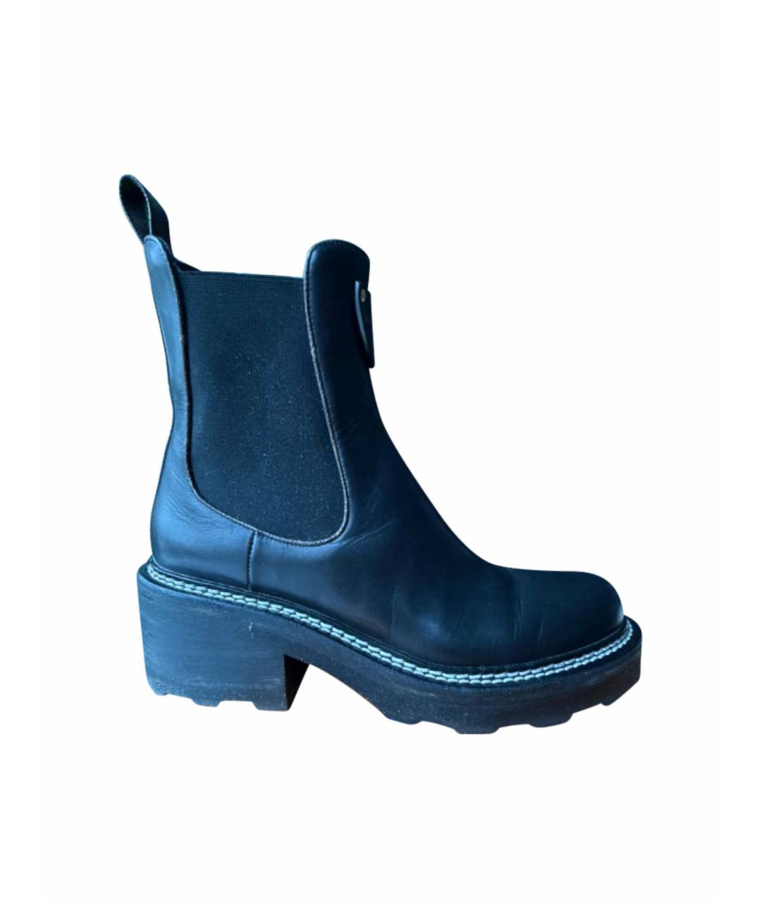 LOUIS VUITTON Черные кожаные ботинки, фото 1