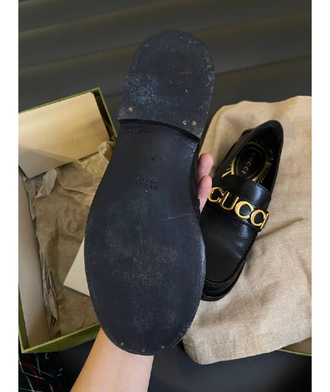 GUCCI Черные кожаные лоферы, фото 3