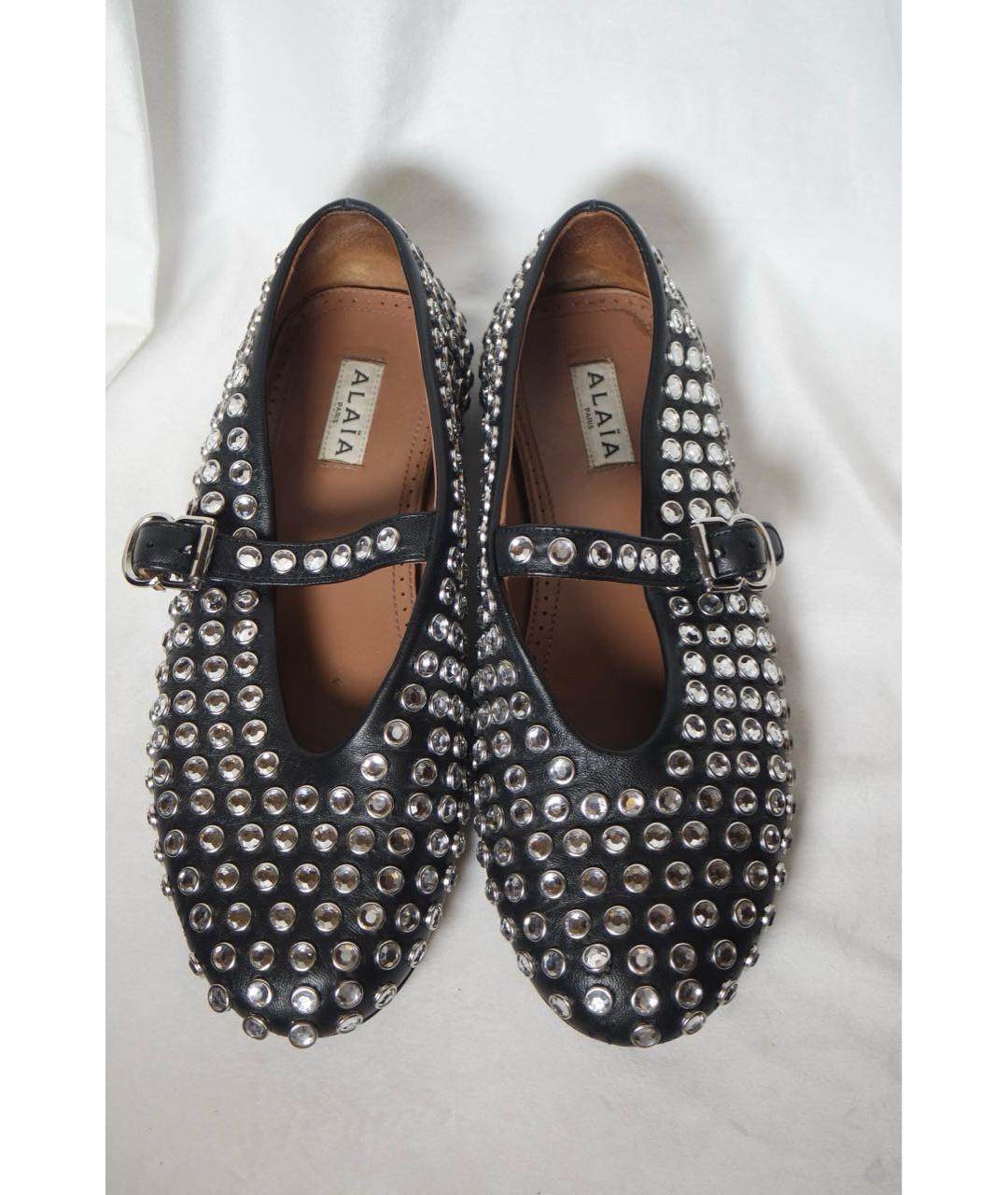 ALAIA Черные кожаные балетки, фото 2