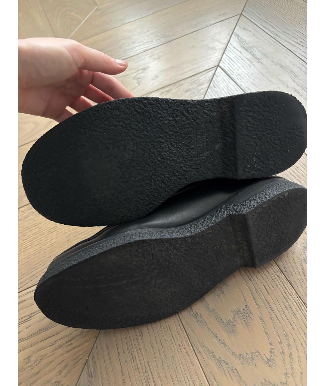 HERMES Черные кожаные низкие ботинки, фото 7