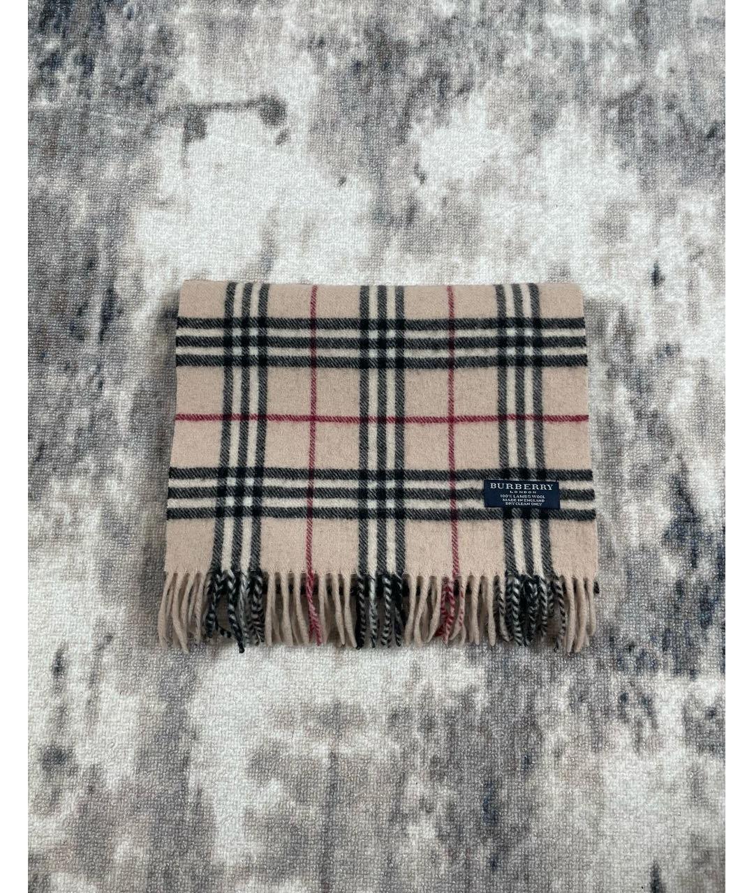 BURBERRY Бежевый шерстяной шарф, фото 5