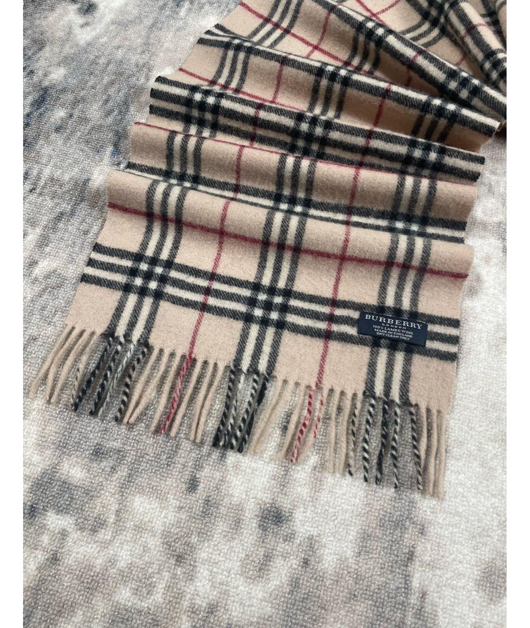 BURBERRY Бежевый шерстяной шарф, фото 2