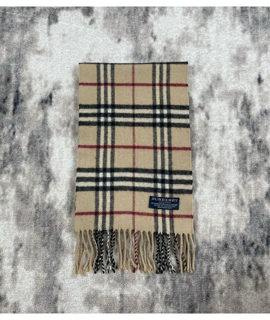 BURBERRY Бежевый шерстяной шарф, фото 5