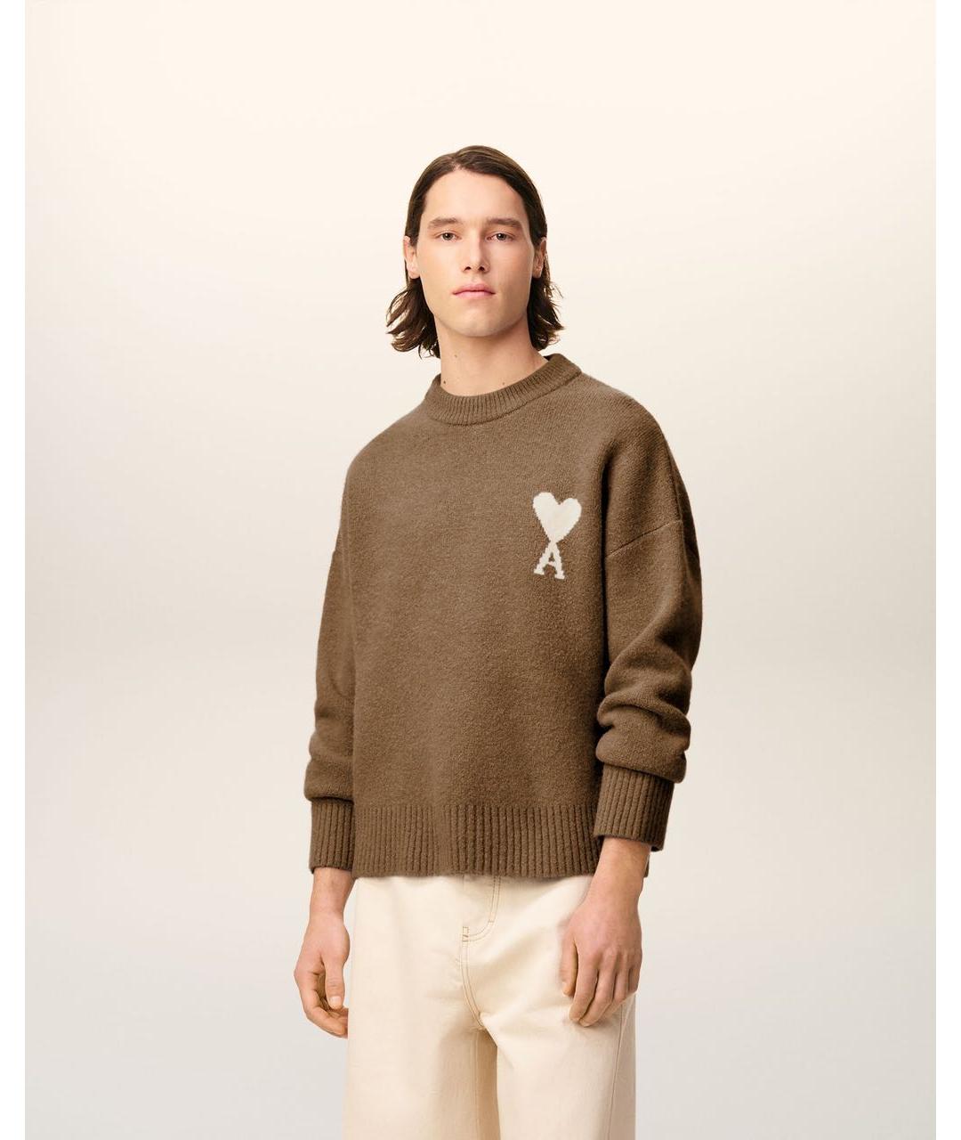 Ami Paris Коричневый шерстяной джемпер / свитер, фото 4