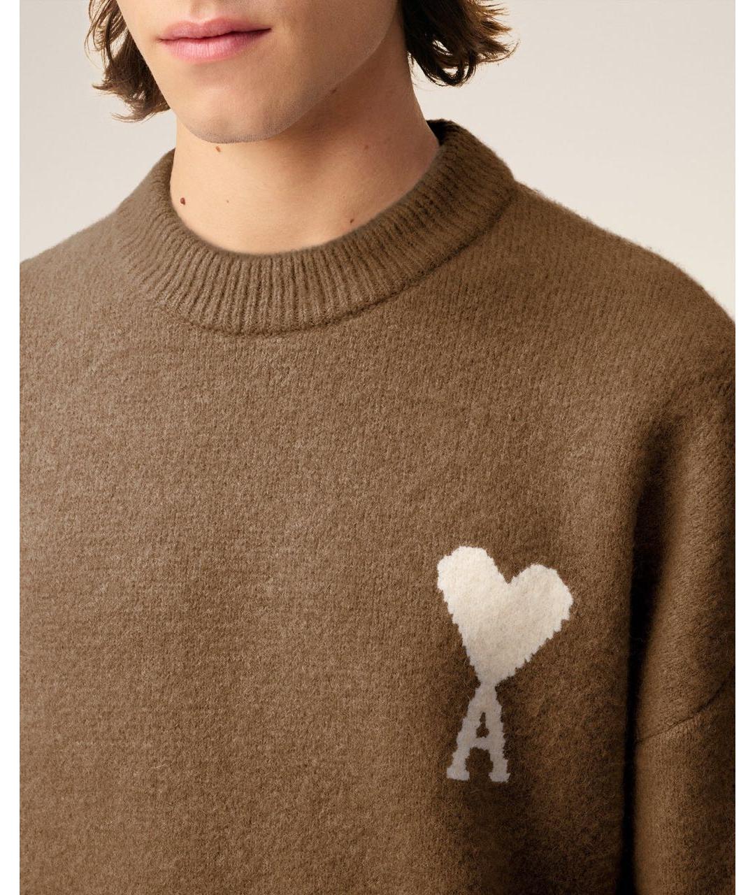 Ami Paris Коричневый шерстяной джемпер / свитер, фото 3