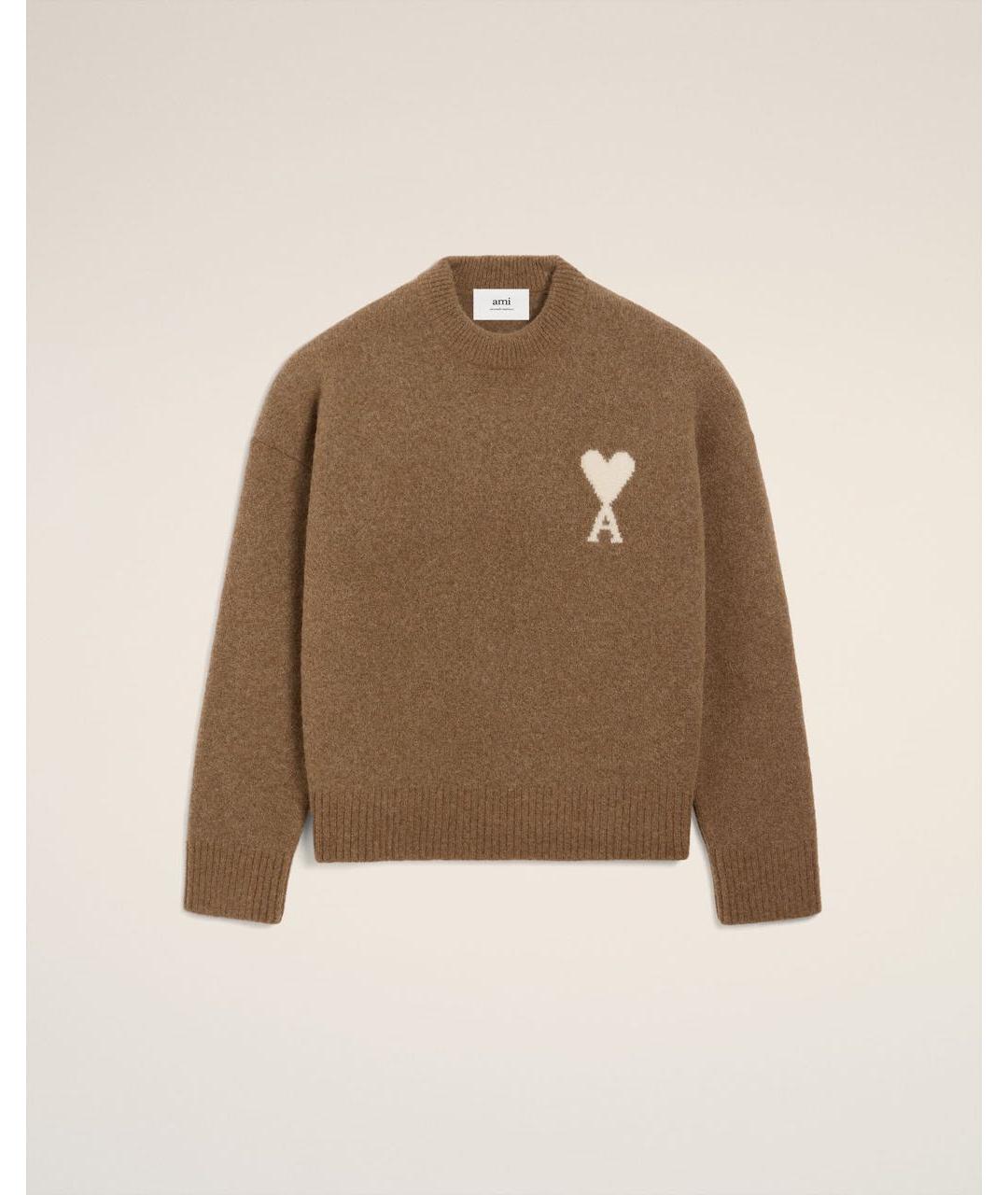 Ami Paris Коричневый шерстяной джемпер / свитер, фото 5