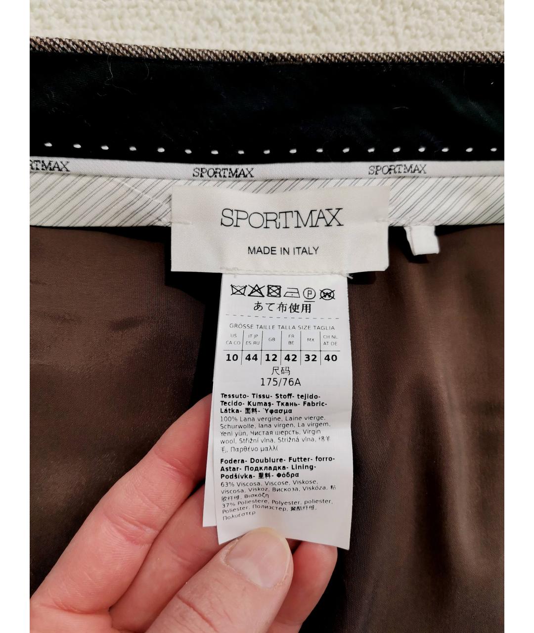 SPORTMAX Коричневая шерстяная юбка мини, фото 6