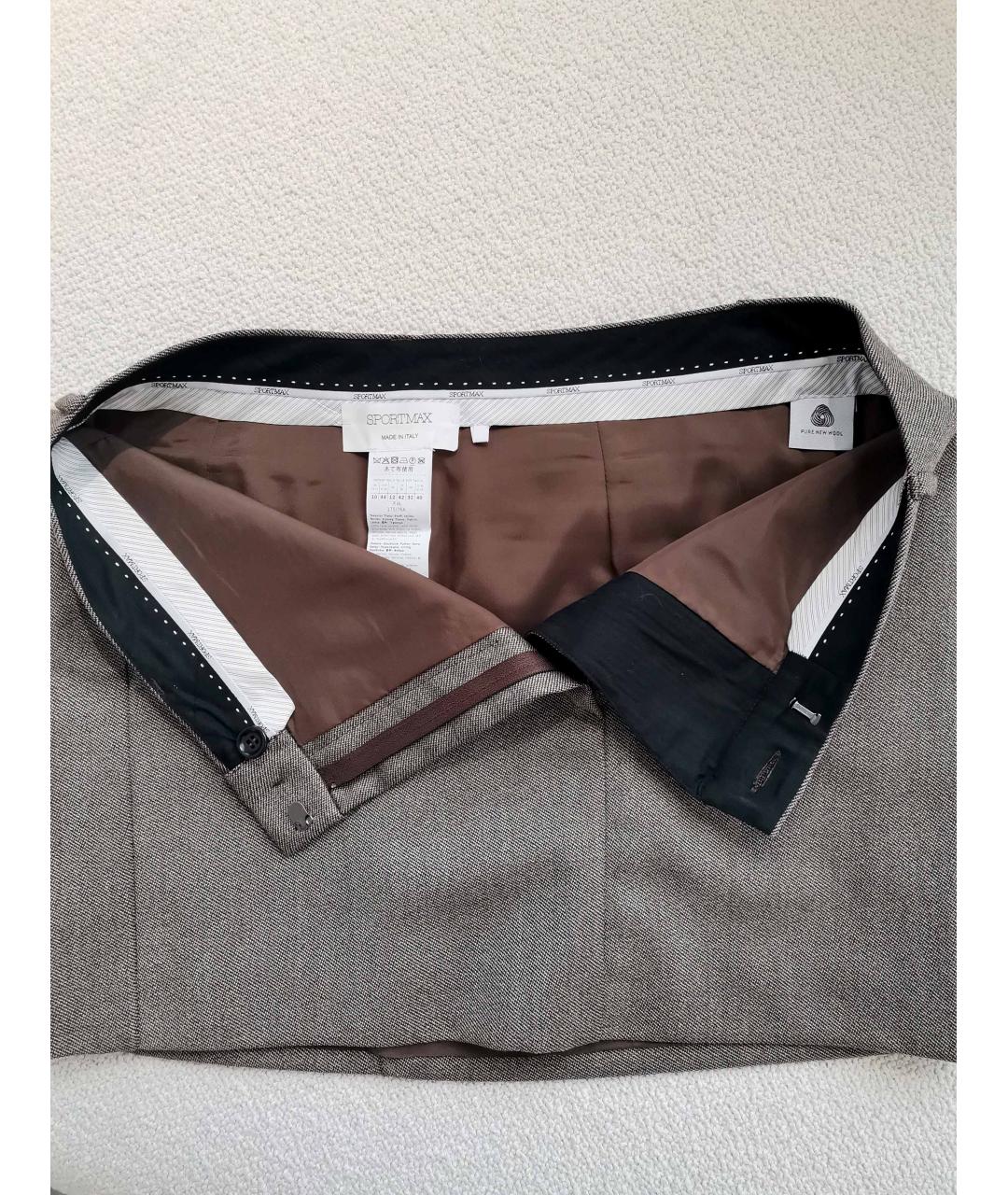 SPORTMAX Коричневая шерстяная юбка мини, фото 4