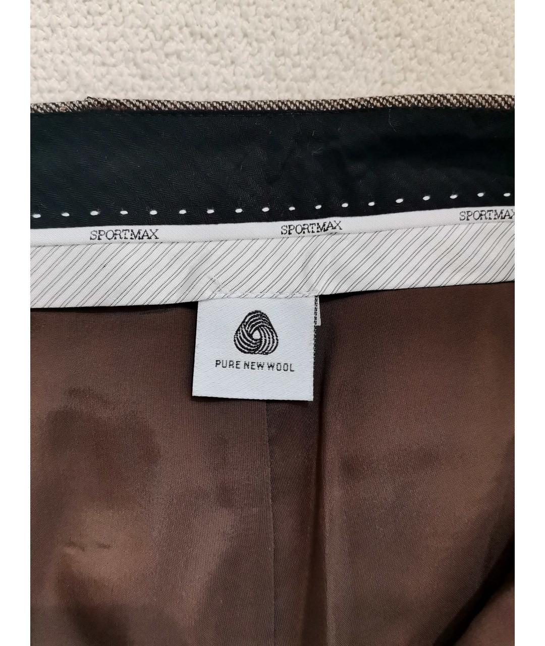 SPORTMAX Коричневая шерстяная юбка мини, фото 5