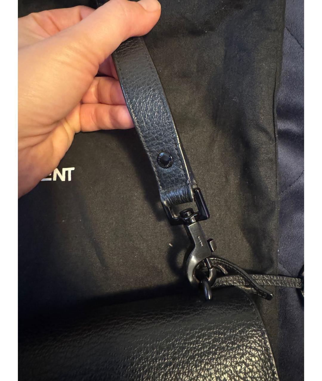 SAINT LAURENT Черная кожаная сумка через плечо, фото 5