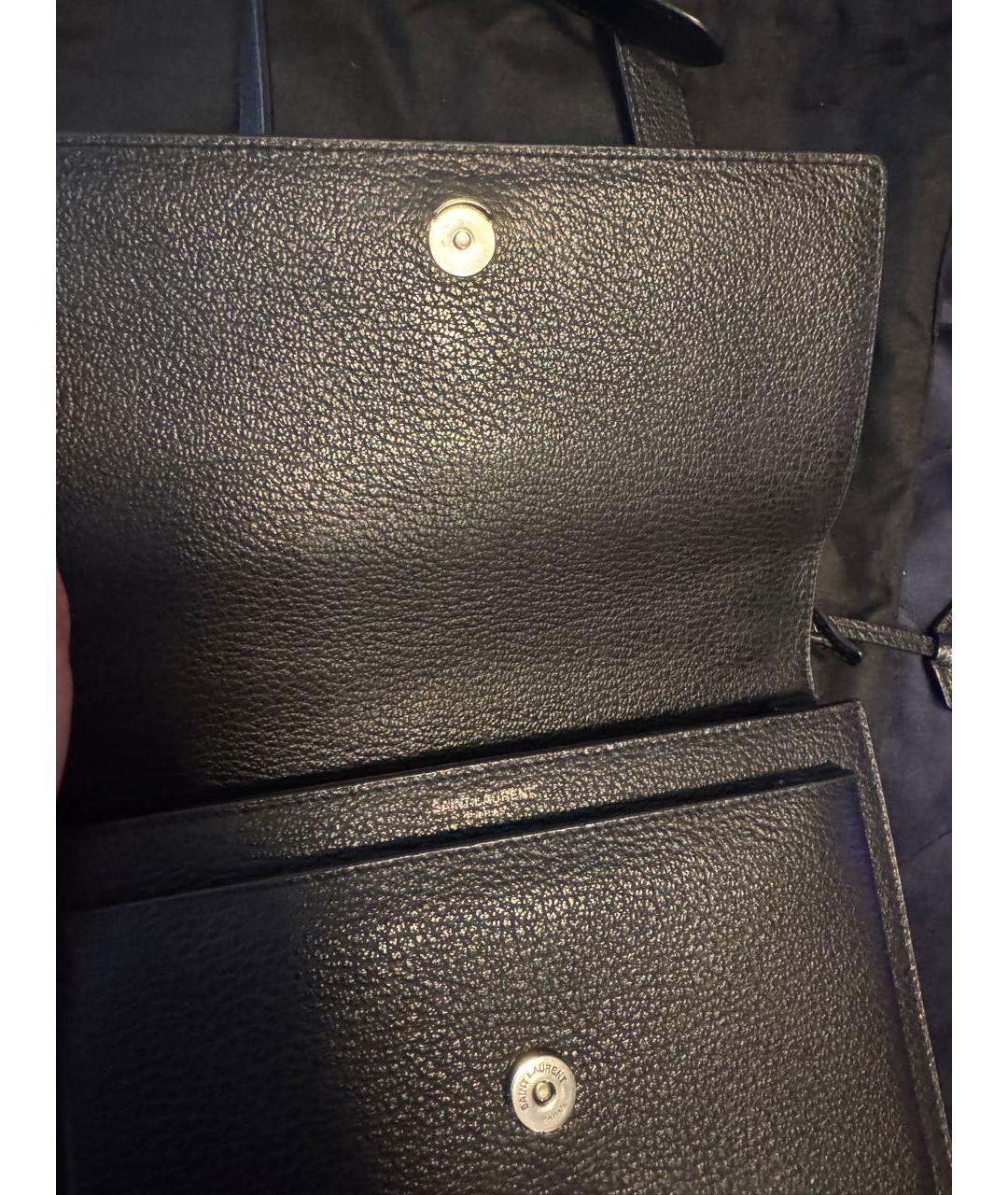 SAINT LAURENT Черная кожаная сумка через плечо, фото 4