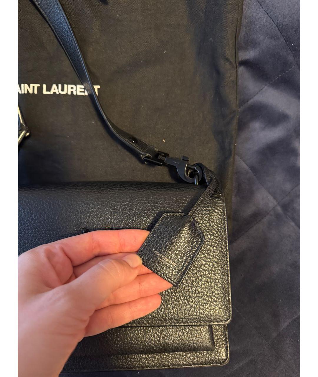 SAINT LAURENT Черная кожаная сумка через плечо, фото 8
