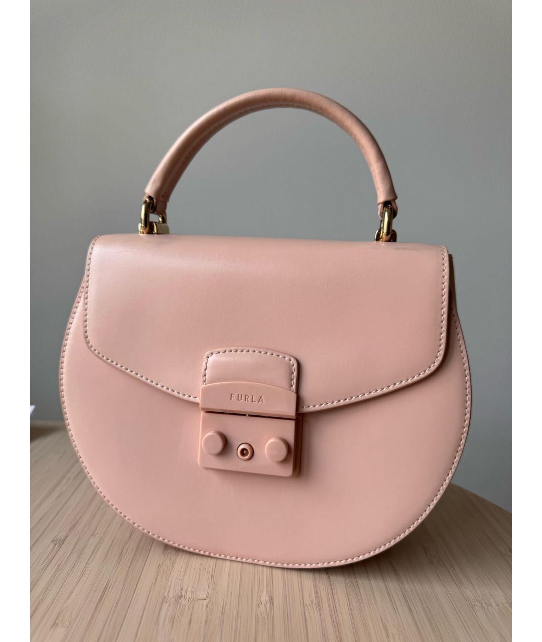 FURLA Коралловая кожаная сумка через плечо, фото 6