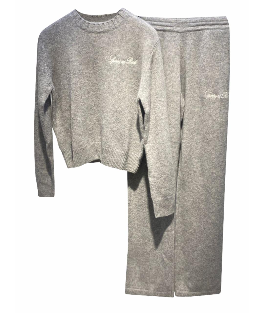 SPORTY AND RICH Серый кашемировый костюм с брюками, фото 1