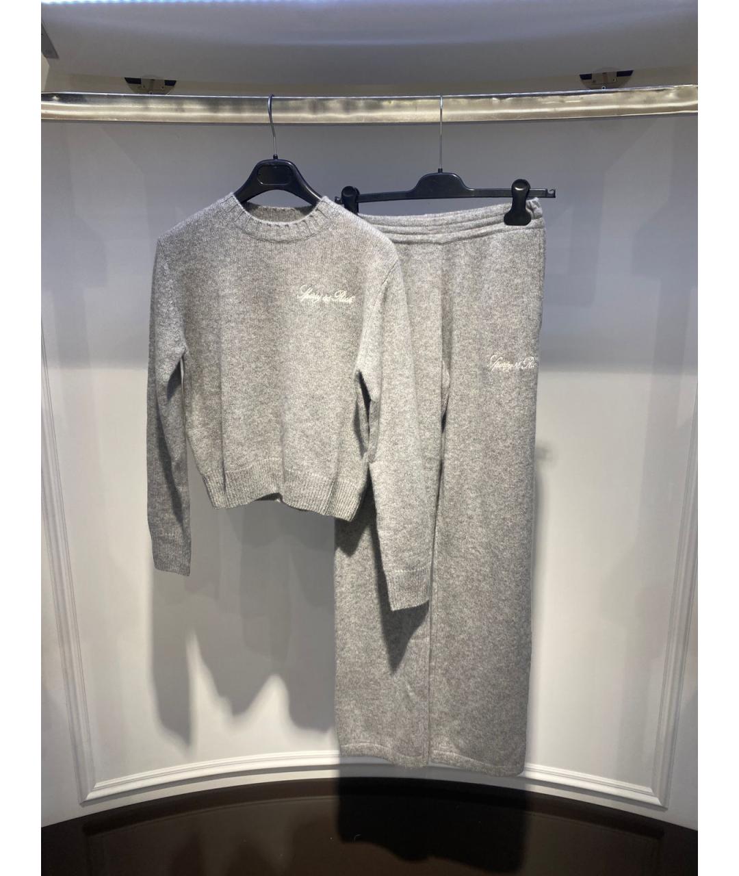 SPORTY AND RICH Серый кашемировый костюм с брюками, фото 3