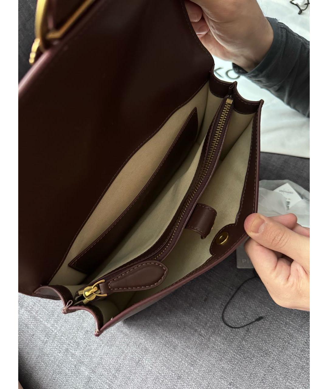 PINKO Бордовая кожаная сумка через плечо, фото 7