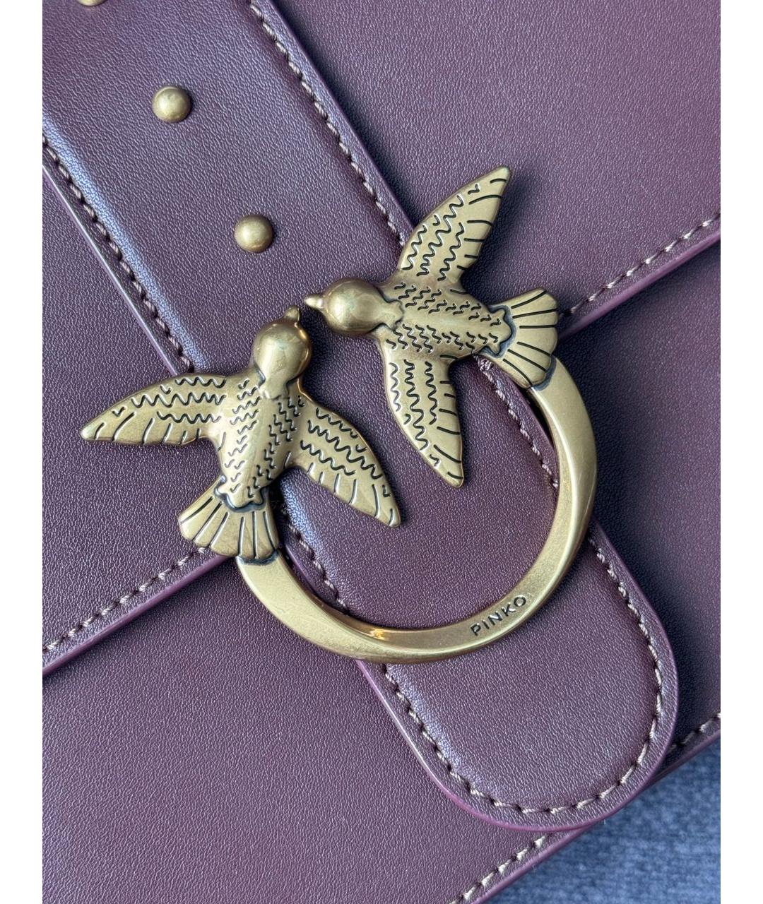 PINKO Бордовая кожаная сумка через плечо, фото 2