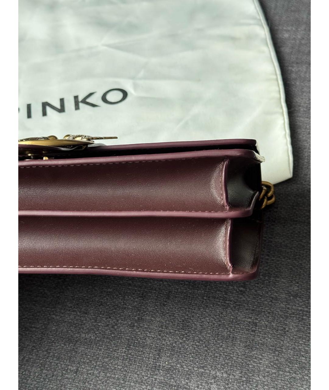 PINKO Бордовая кожаная сумка через плечо, фото 4