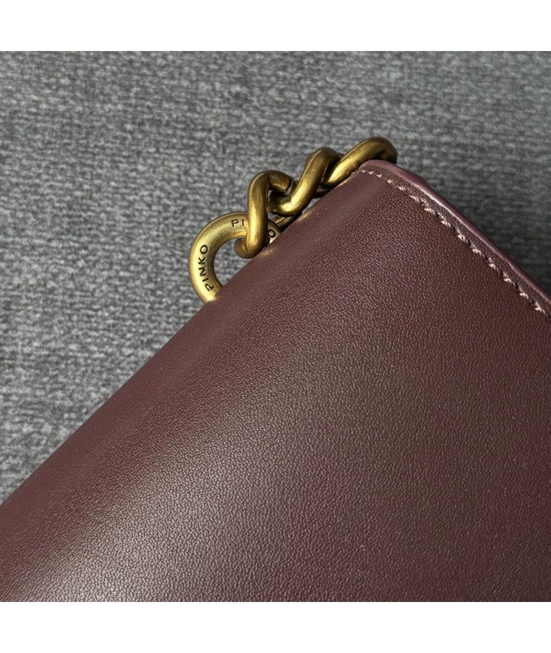 PINKO Бордовая кожаная сумка через плечо, фото 8