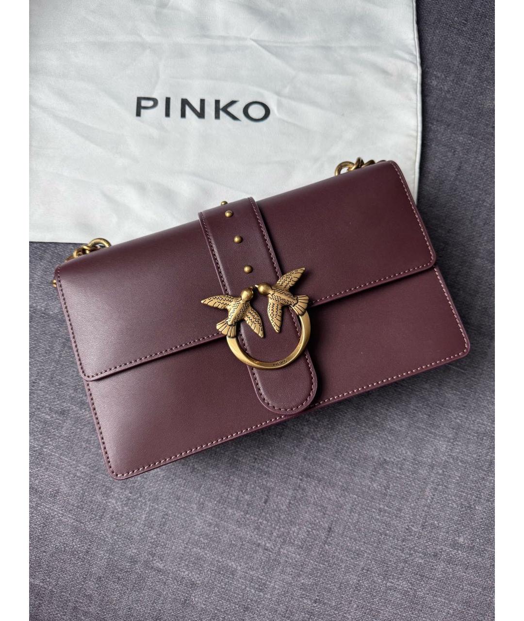 PINKO Бордовая кожаная сумка через плечо, фото 9