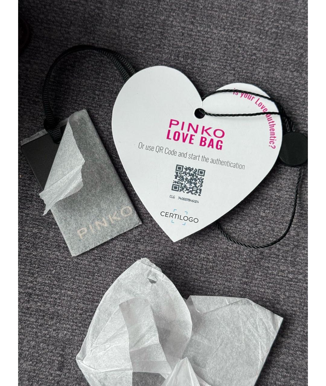 PINKO Бордовая кожаная сумка через плечо, фото 5