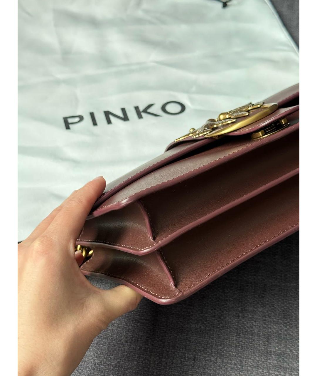PINKO Бордовая кожаная сумка через плечо, фото 3