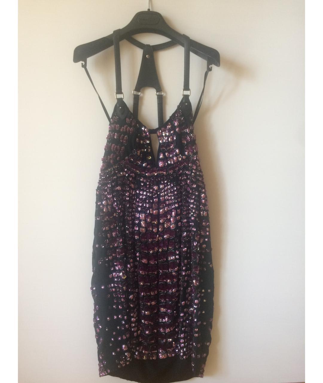 ROBERTO CAVALLI Фиолетовое шелковое коктейльное платье, фото 3