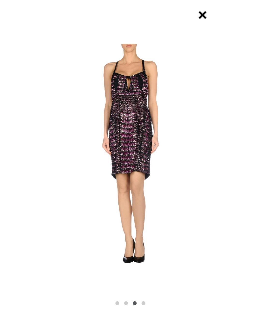 ROBERTO CAVALLI Фиолетовое шелковое коктейльное платье, фото 5