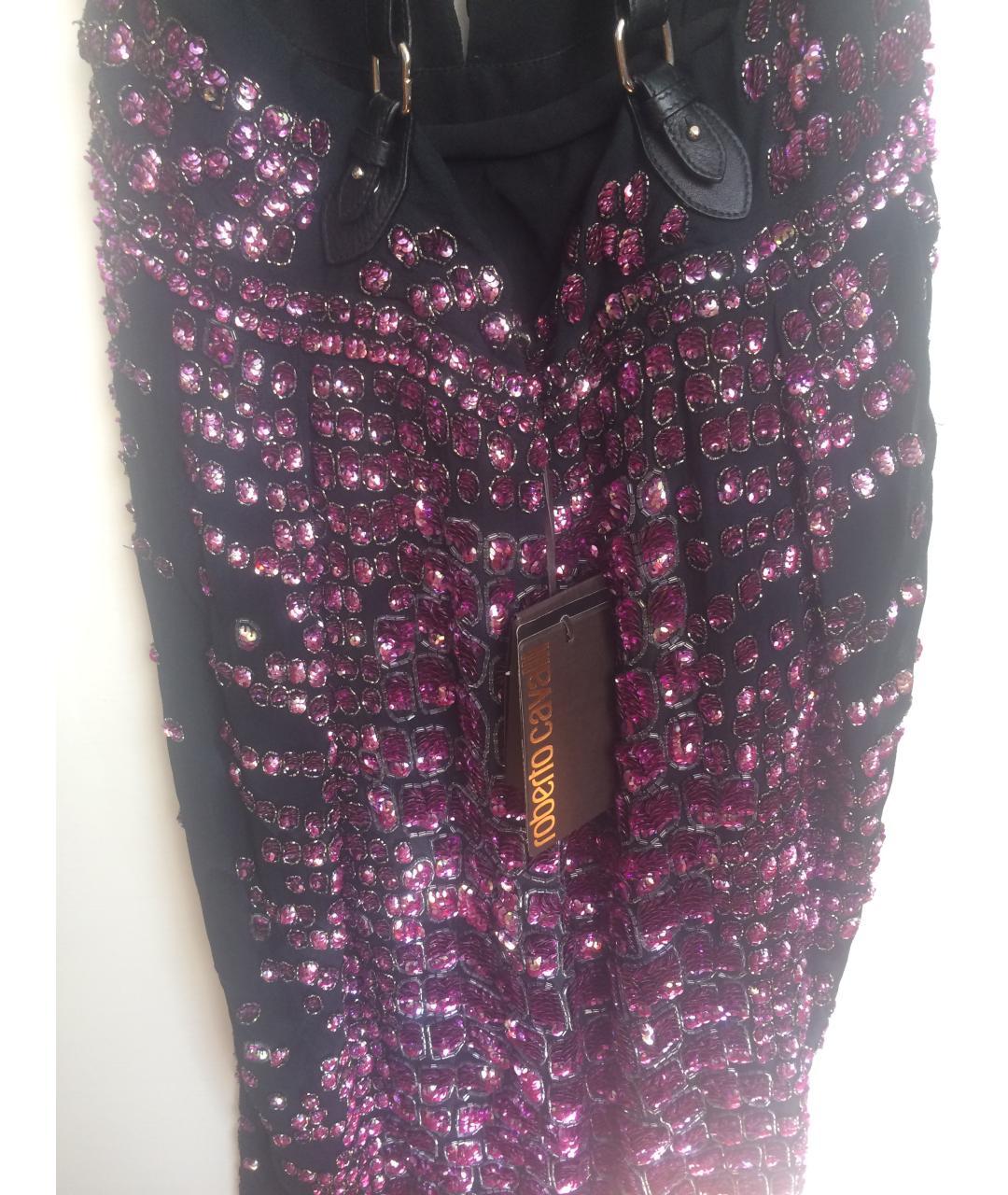 ROBERTO CAVALLI Фиолетовое шелковое коктейльное платье, фото 4