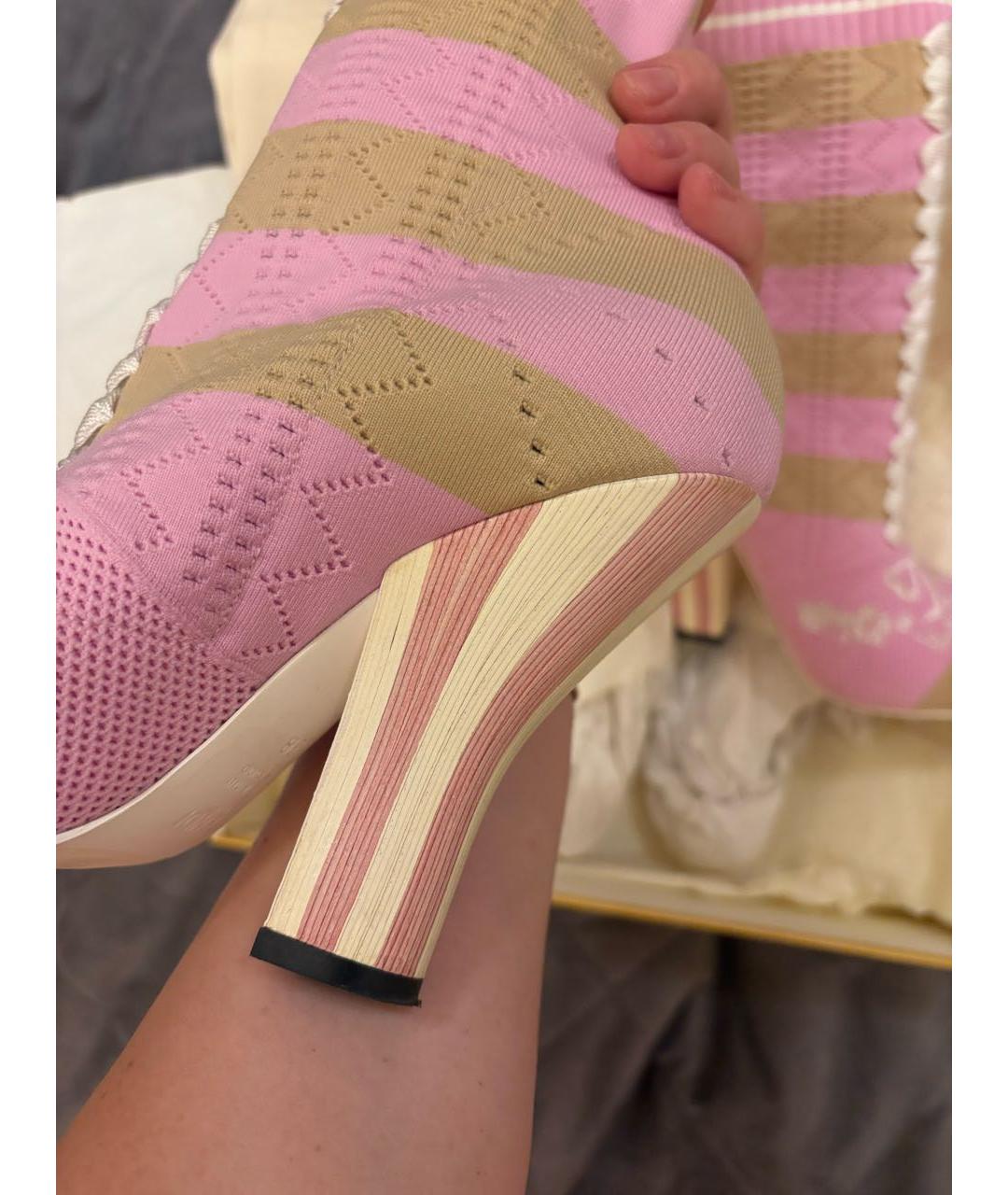 FENDI Розовые текстильные ботильоны, фото 3