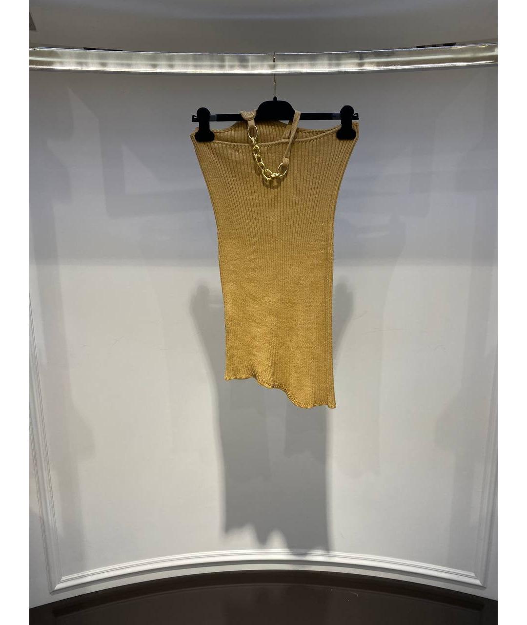 GIUSEPPE DI MORABITO Горчичное хлопковое повседневное платье, фото 2