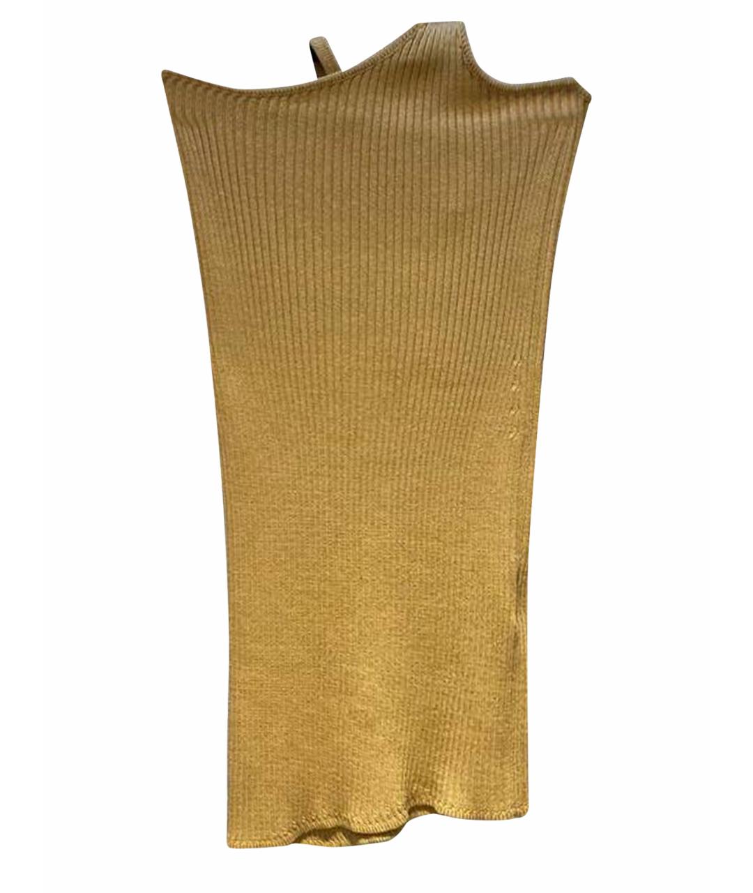 GIUSEPPE DI MORABITO Горчичное хлопковое повседневное платье, фото 1