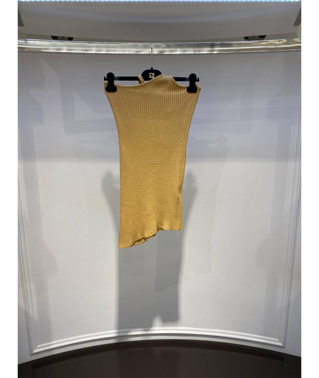 GIUSEPPE DI MORABITO Горчичное хлопковое повседневное платье, фото 3