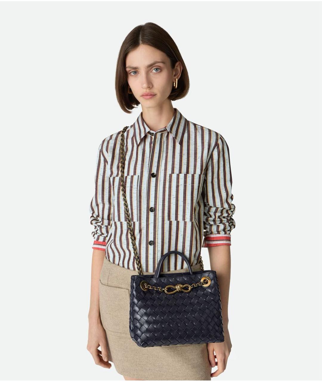 BOTTEGA VENETA Темно-синяя кожаная сумка через плечо, фото 2