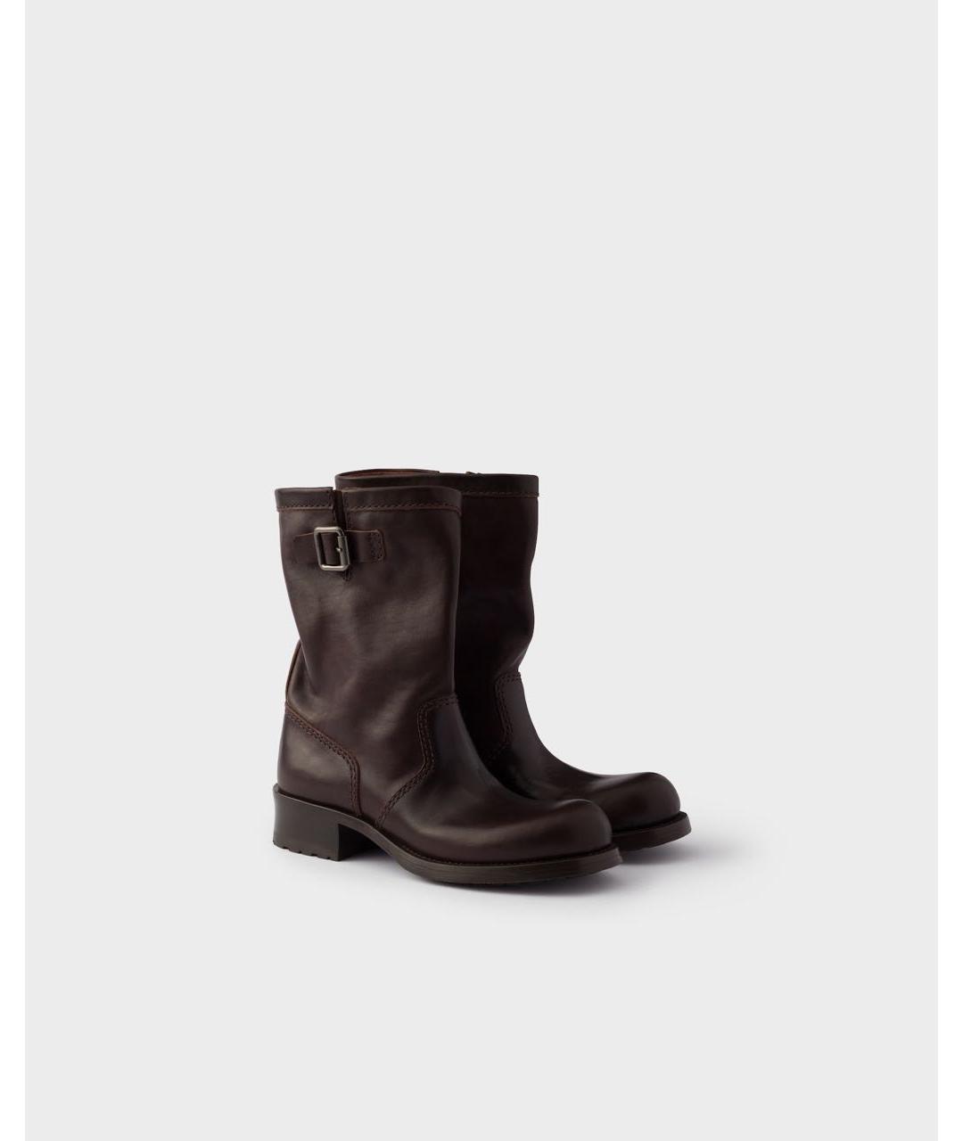 PRADA Коричневые кожаные ботинки, фото 2