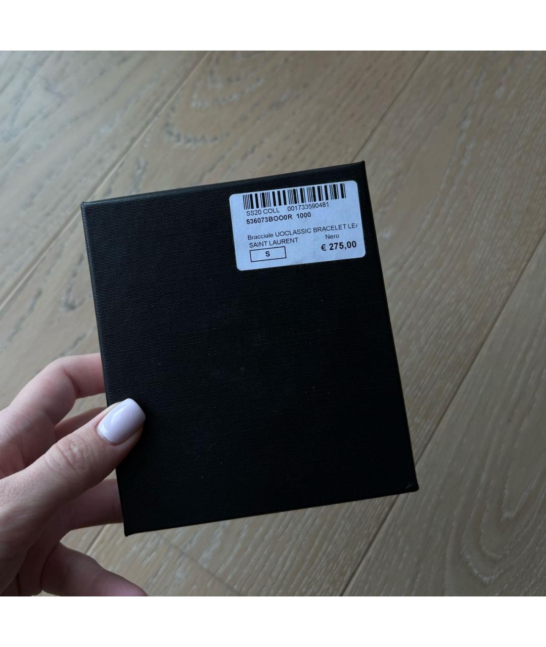SAINT LAURENT Черный кожаный браслет, фото 4