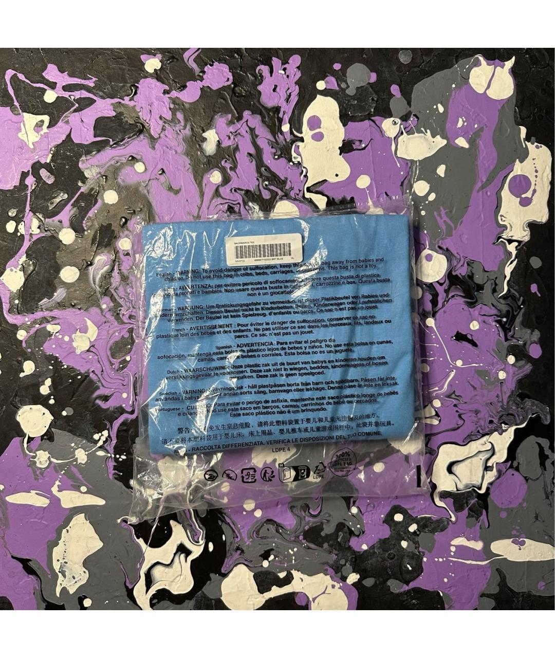 SUPREME Голубая хлопковая футболка, фото 4