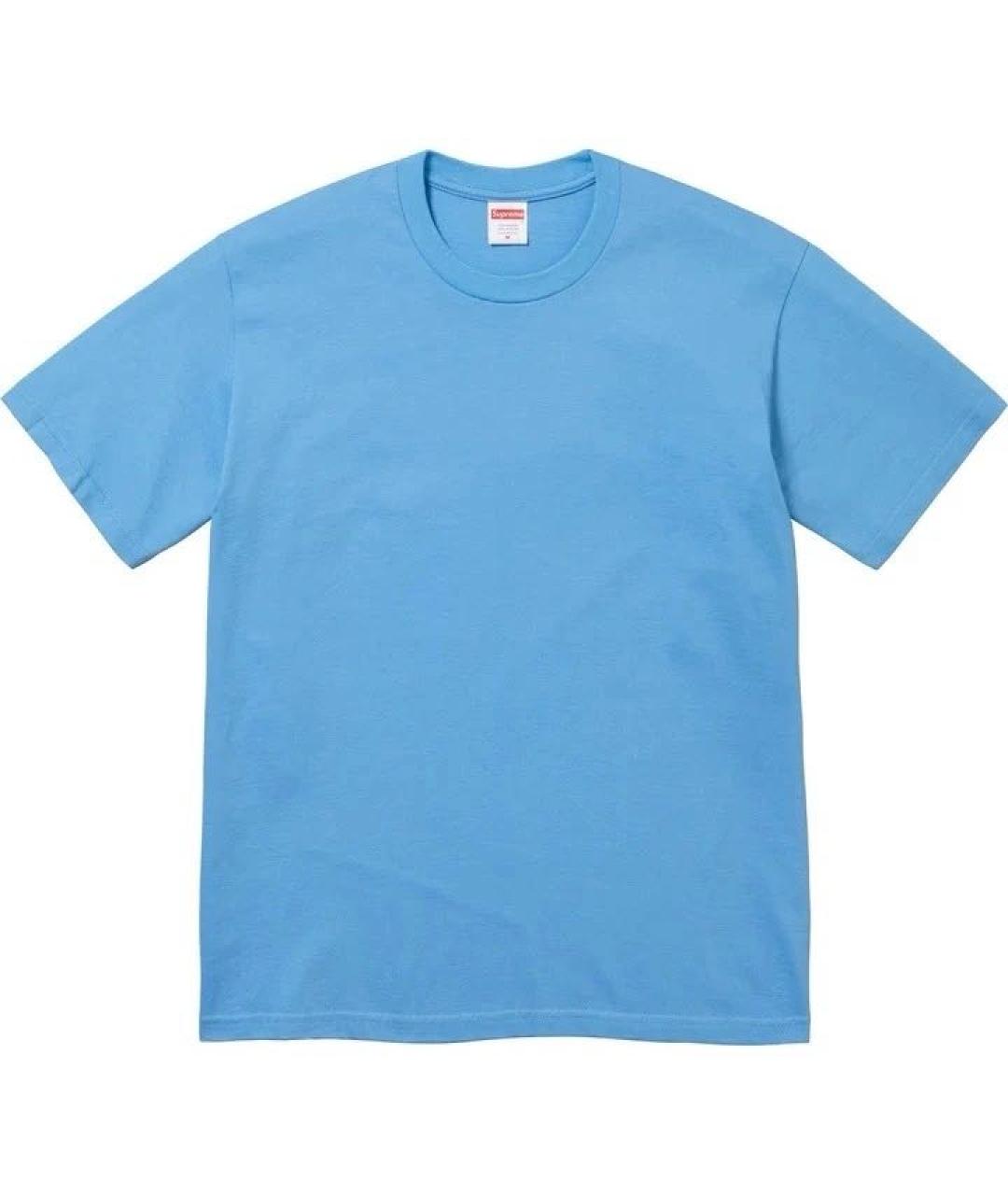 SUPREME Голубая хлопковая футболка, фото 1