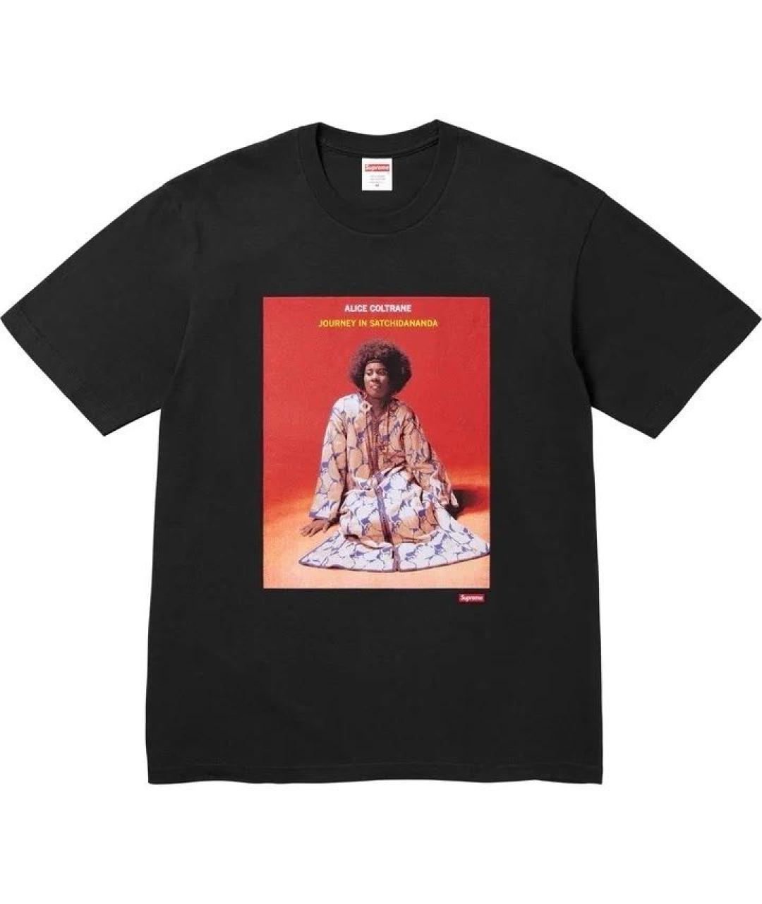 SUPREME Черная хлопковая футболка, фото 1