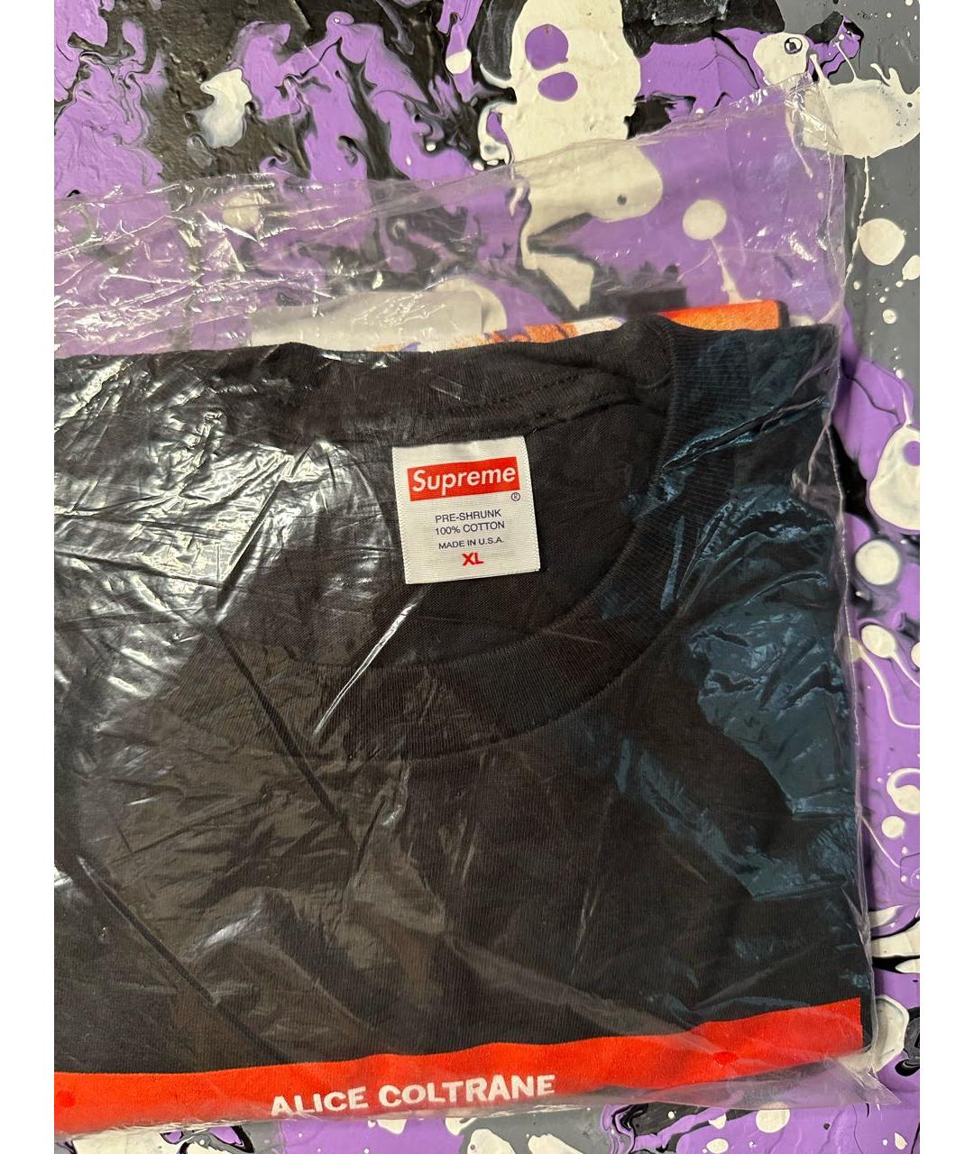 SUPREME Черная хлопковая футболка, фото 4