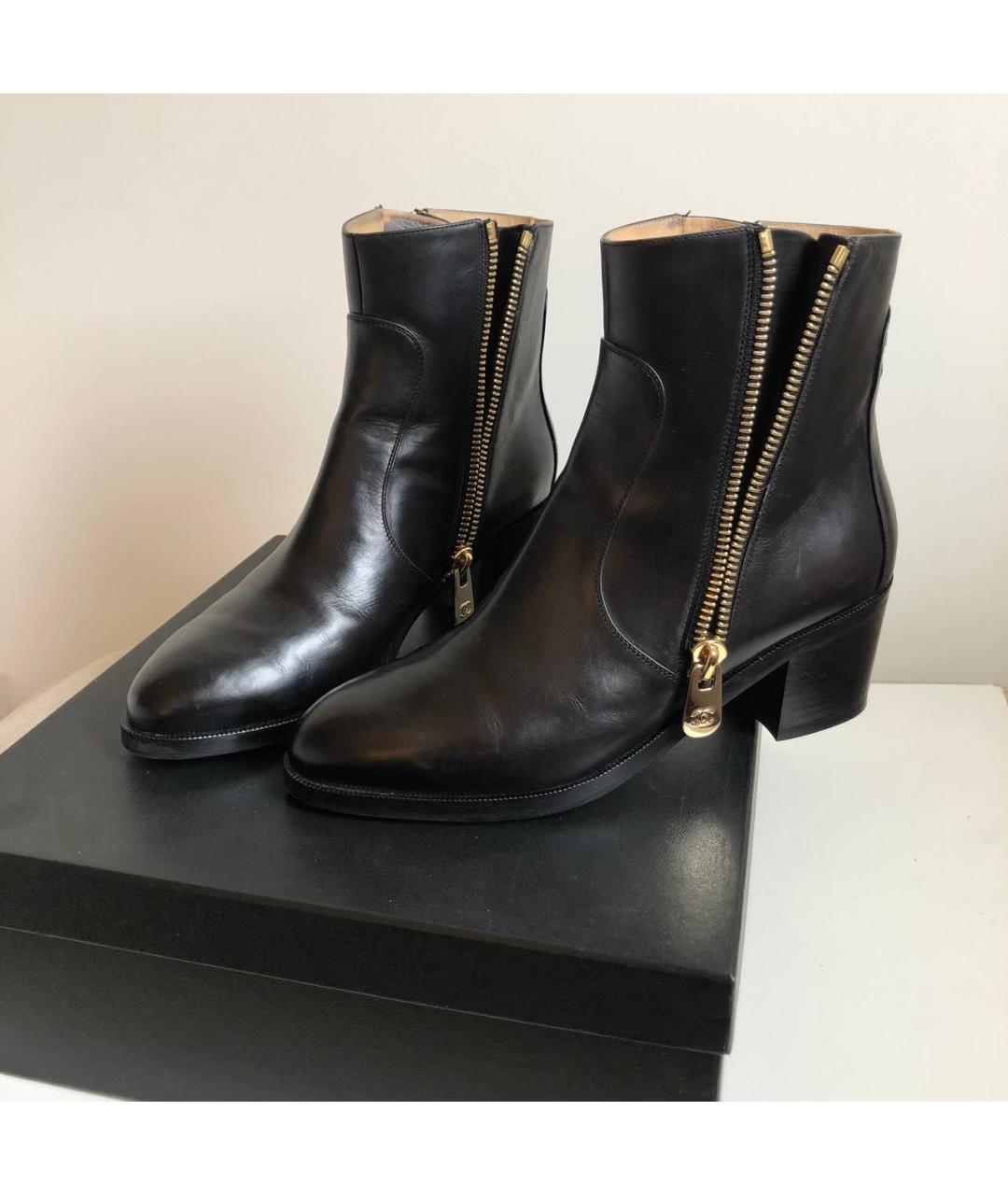 CHANEL Черные кожаные ботильоны, фото 4