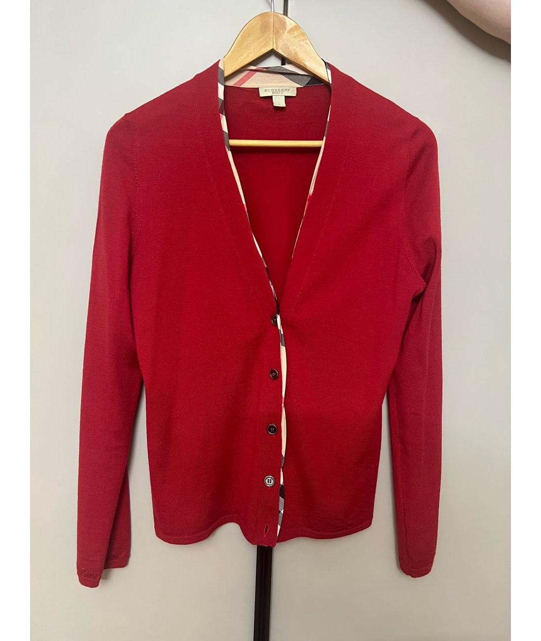 BURBERRY Красный шерстяной кардиган, фото 6