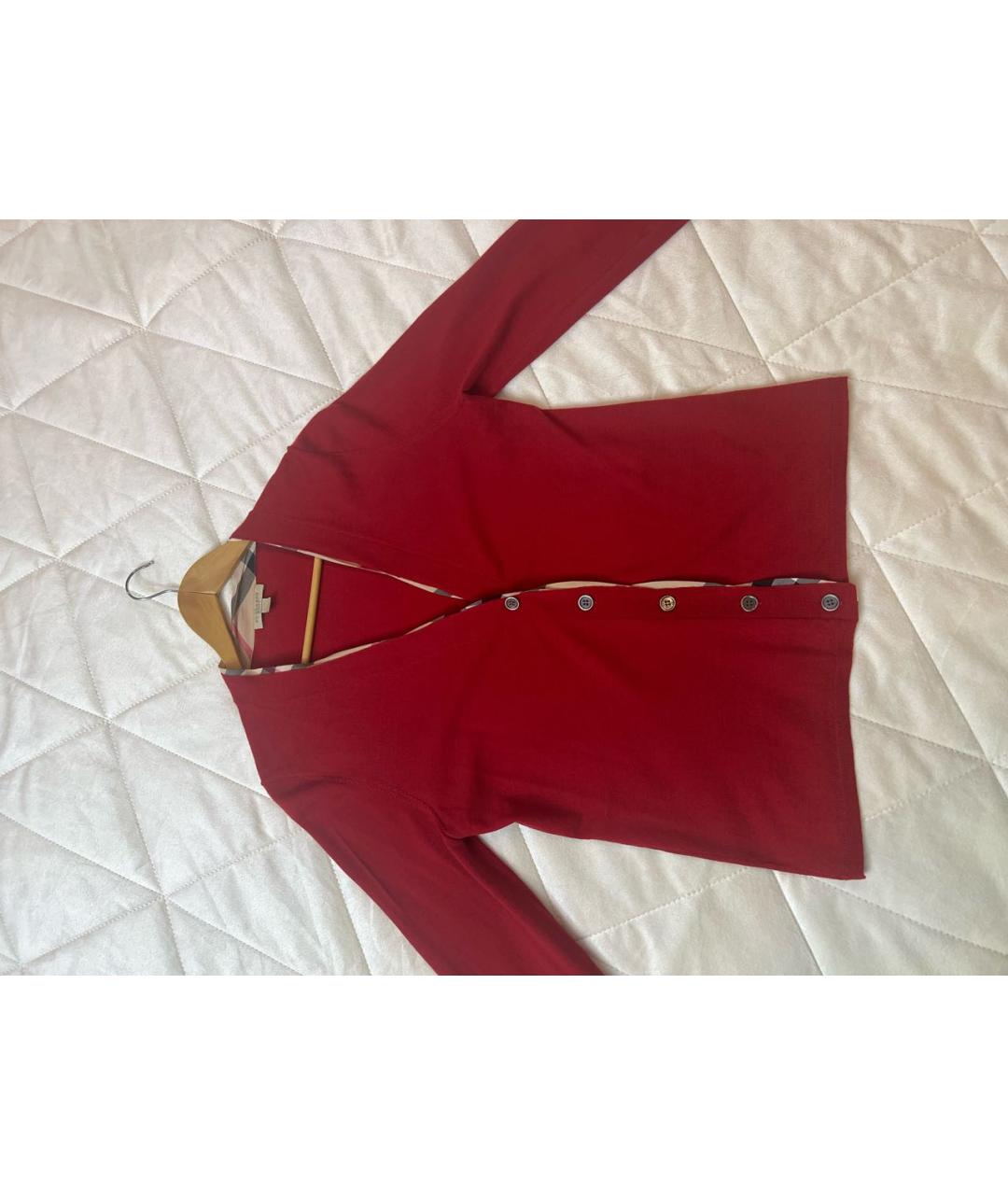 BURBERRY Красный шерстяной кардиган, фото 3