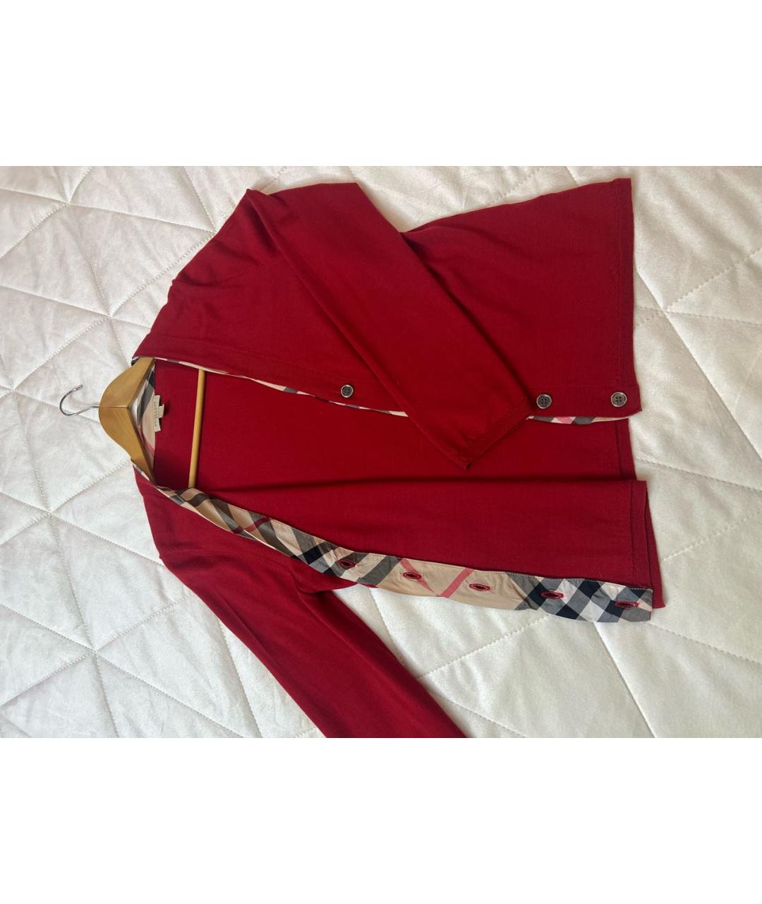 BURBERRY Красный шерстяной кардиган, фото 4
