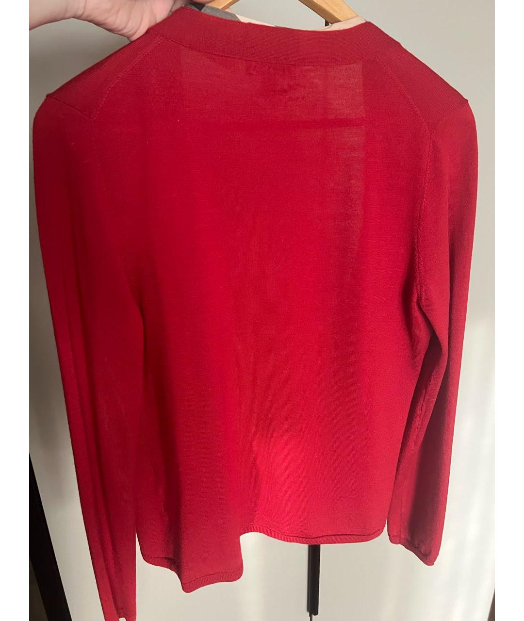 BURBERRY Красный шерстяной кардиган, фото 2