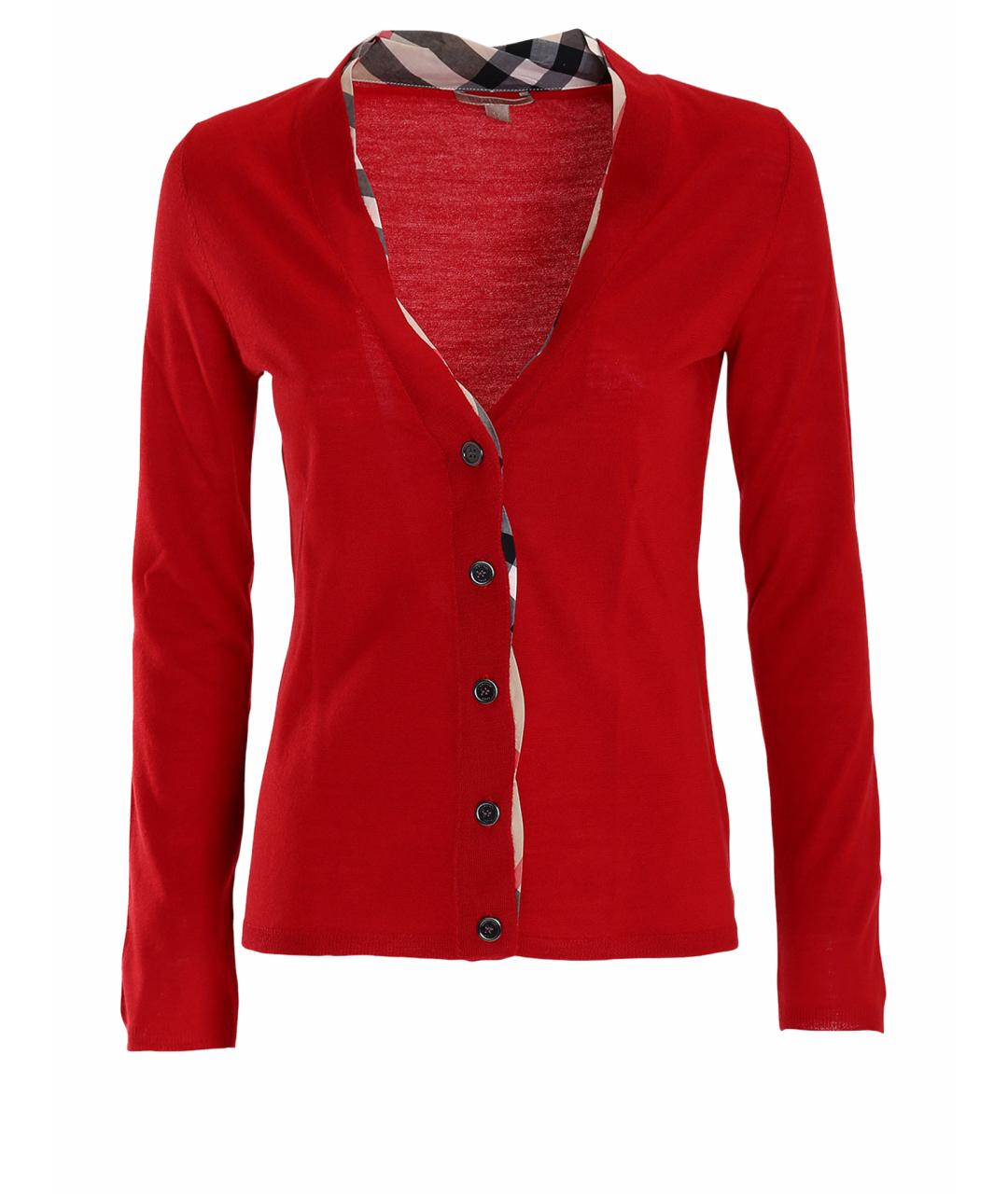 BURBERRY Красный шерстяной кардиган, фото 1
