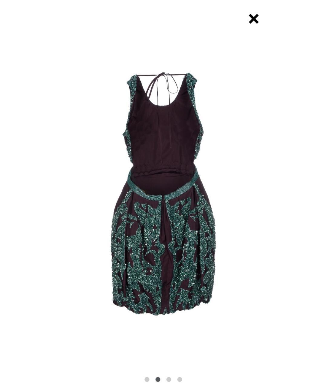 ROBERTO CAVALLI Зеленые шелковое коктейльное платье, фото 2