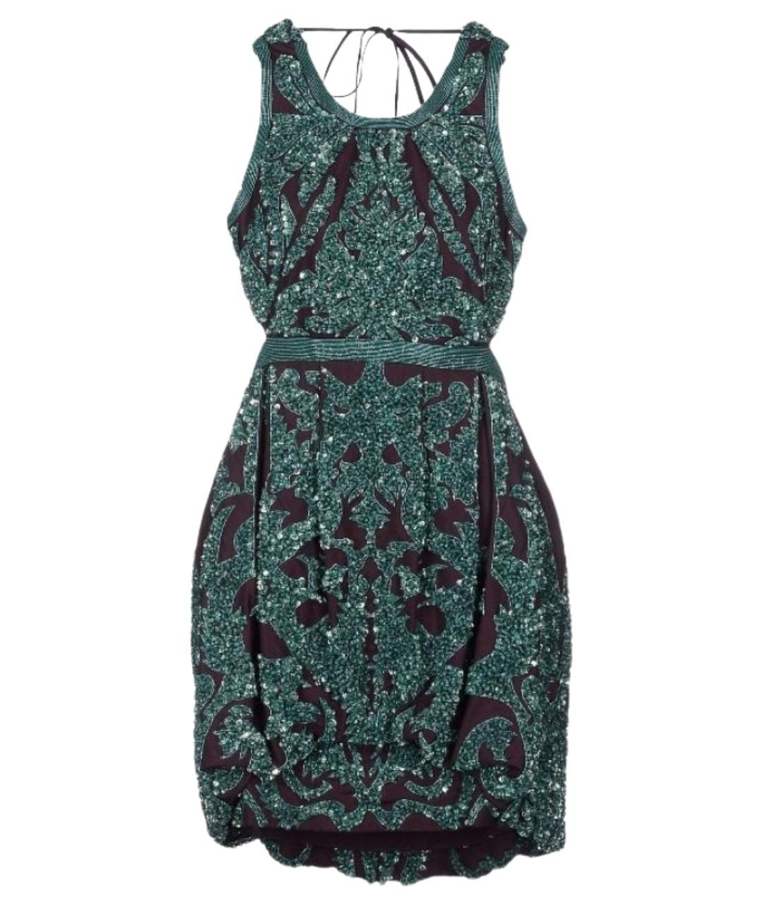 ROBERTO CAVALLI Зеленые шелковое коктейльное платье, фото 1