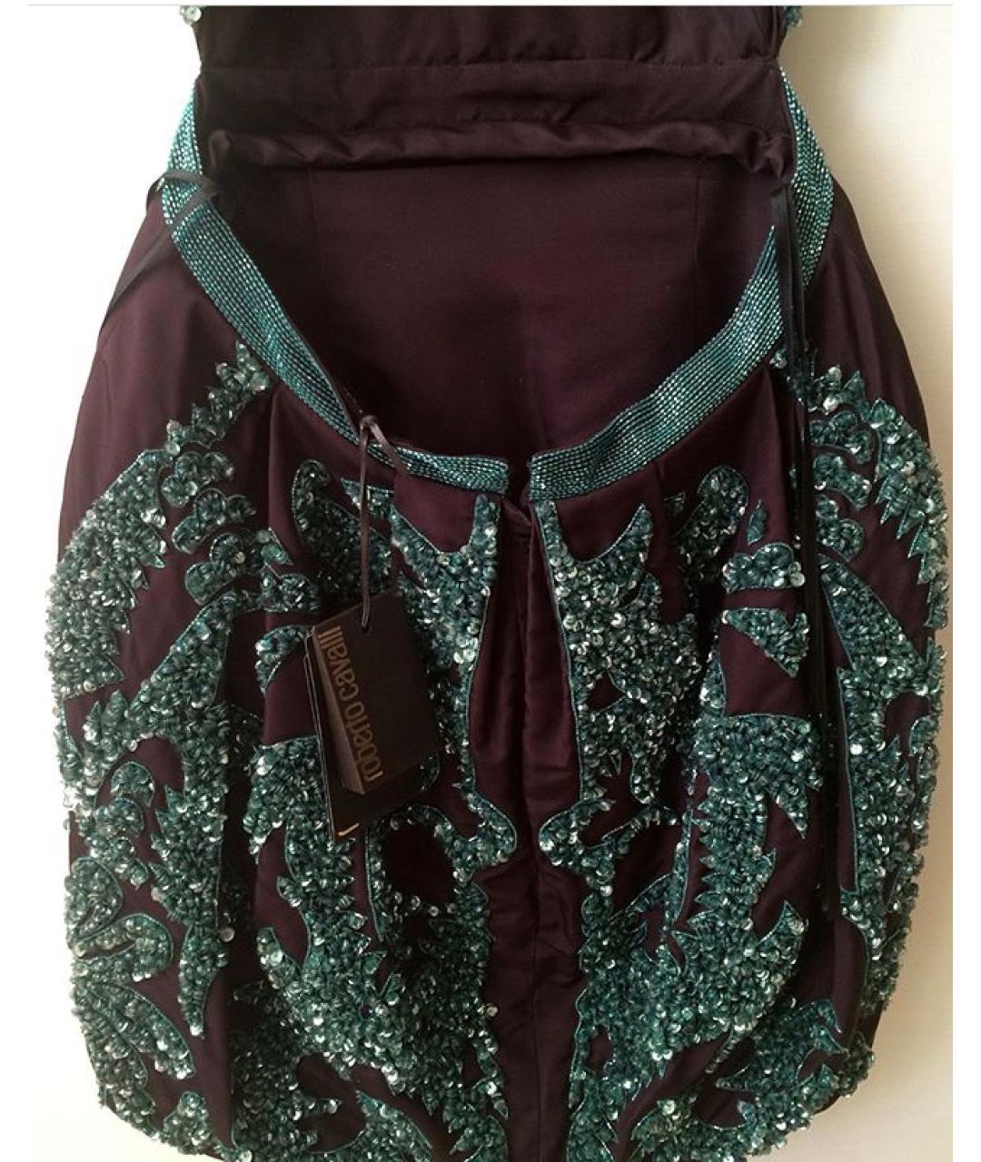 ROBERTO CAVALLI Зеленые шелковое коктейльное платье, фото 5